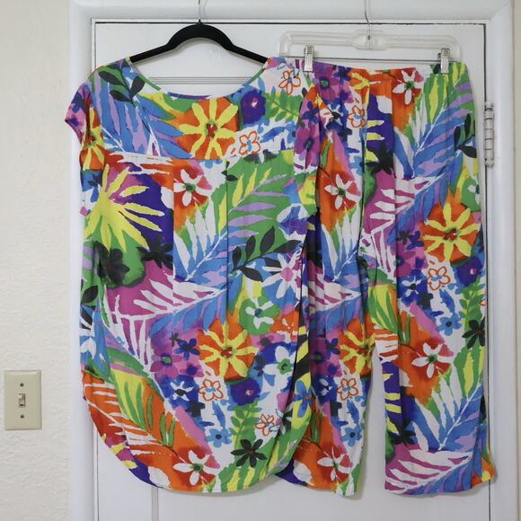 Jams World Colorful Floral 2 Piece Set XL Maximalist Travel Cruisewear - Picture 8 of 8